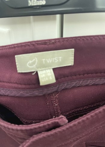 Bordo Kadın Kemerli Midi Kumaş Pantolon - Görsel 3