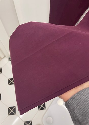 Bordo Kadın Kemerli Midi Kumaş Pantolon - Görsel 4