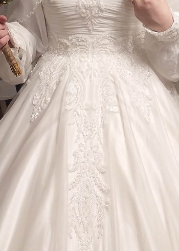 Vintage Yüksek Yakalı Prenses Gelinlik - Görsel 5