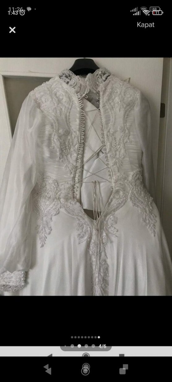 Vintage Yüksek Yakalı Prenses Gelinlik - Görsel 3