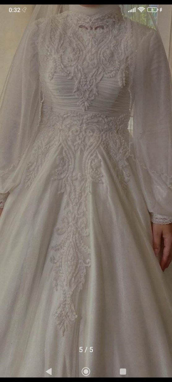 Vintage Yüksek Yakalı Prenses Gelinlik - Görsel 4