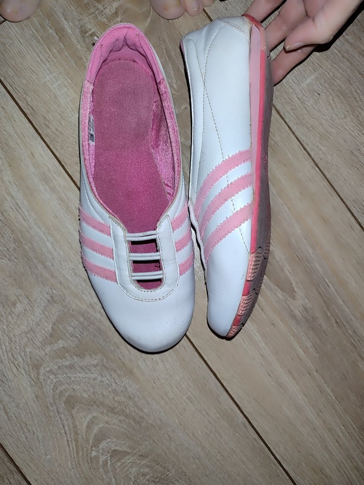 Beyaz Pembe Bantlı Kadın Dolgu Topuk Spor Ayakkabı - Görsel 4