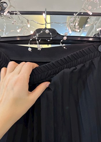 xl Beden Kadın Siyah Pileli piliseli Uzun Etek