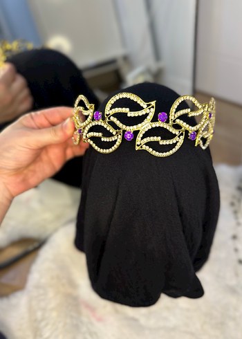  Beden Mor Taşlı Pullu Düğün gelin Tacı