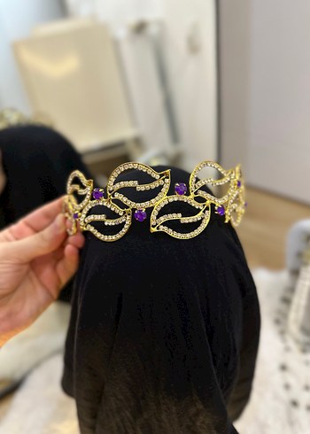  Beden mor Renk Mor Taşlı Pullu Düğün gelin Tacı