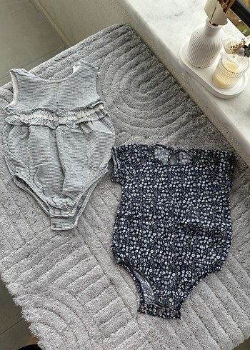 H&M Dantel Detaylı Askısız Gri Bebek Body