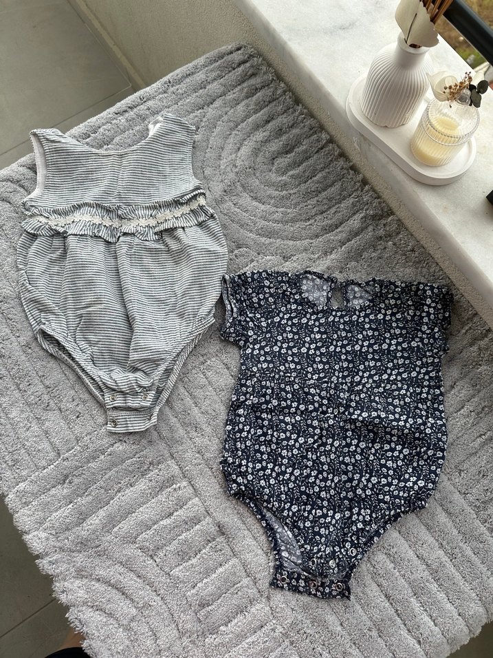 Dantel Detaylı Askısız Gri Bebek Body - Görsel 5