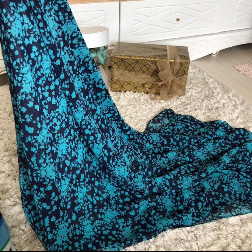 Kadın Mavi Bohem Desenli Şal - Görsel 2