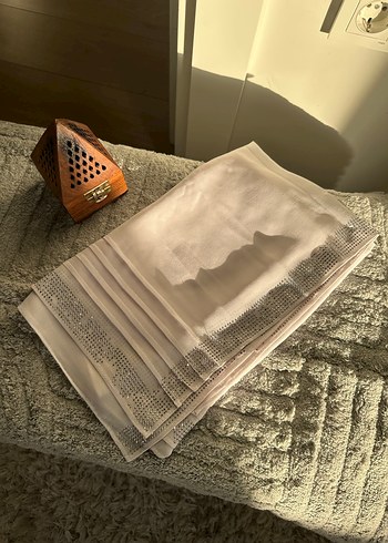 Beyaz Parlak taşlı Kadın Şal - Görsel 3