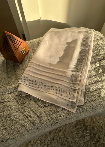 Beyaz Parlak taşlı Kadın Şal - Görsel 5