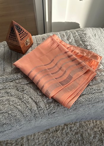 Pembe Parlak Pliseli Kadın Şal - Görsel 4