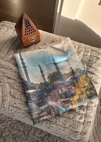 Camel Renkli pamuk Street Style Şal - Görsel 5