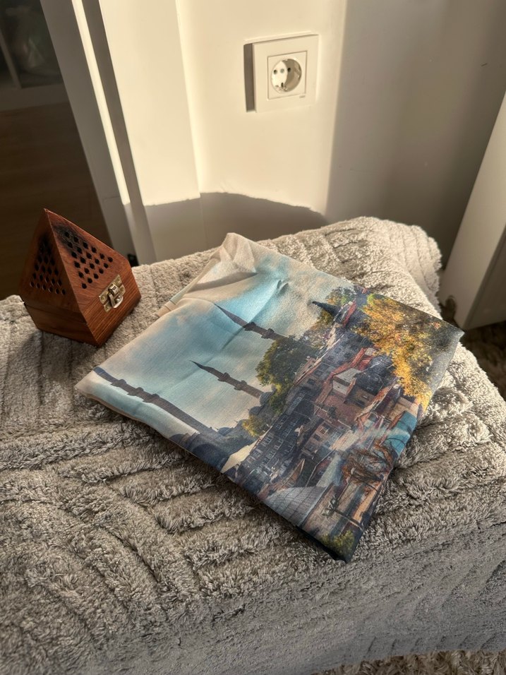 Camel Renkli pamuk Street Style Şal - Görsel 3