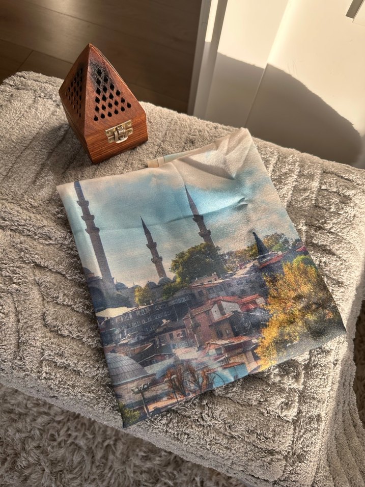 Camel Renkli pamuk Street Style Şal - Görsel 5