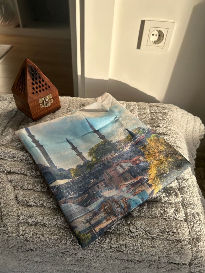 Camel Renkli pamuk Street Style Şal - Görsel 4