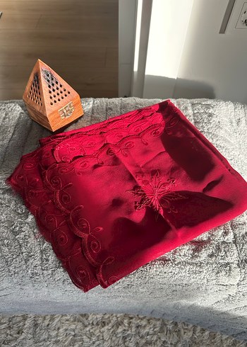 Dantel Detaylı Bordo Kadın eşarp - Görsel 6