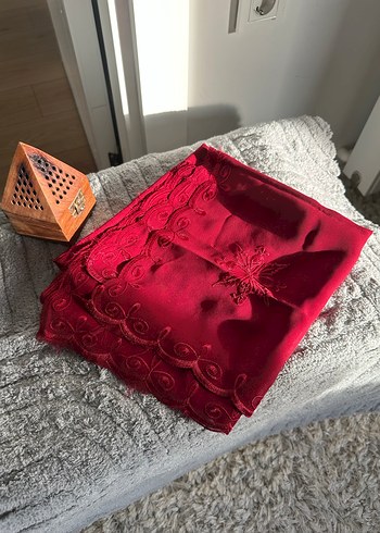 Dantel Detaylı Bordo Kadın eşarp - Görsel 7