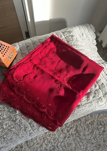 Dantel Detaylı Bordo Kadın eşarp - Görsel 3