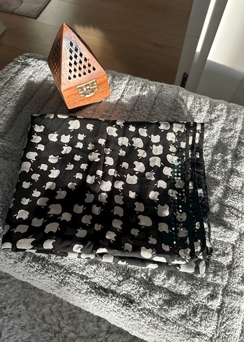 Bohem Siyah Desenli Kadın Şal fular - Görsel 4