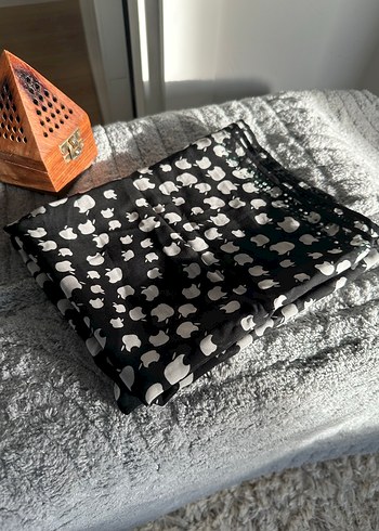 Bohem Siyah Desenli Kadın Şal fular - Görsel 2