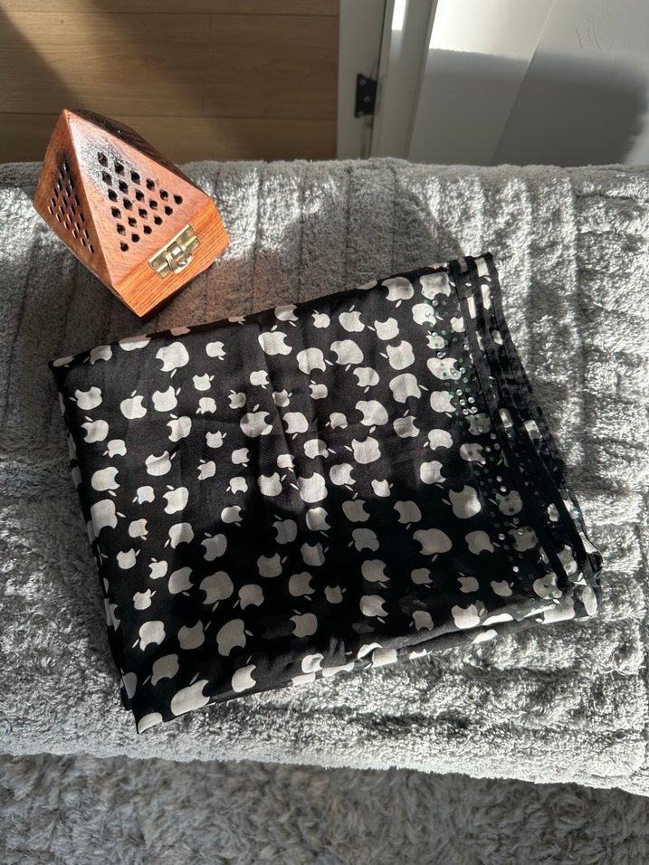 Bohem Siyah Desenli Kadın Şal fular - Görsel 3