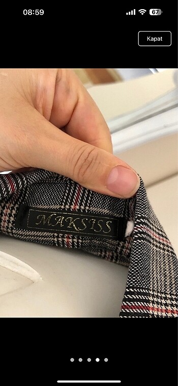 l Beden gri Renk Kareli gömlek tunik bluz sweat