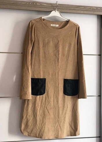 36 Beden camel Renk Kadın Mudo Collection elbise 