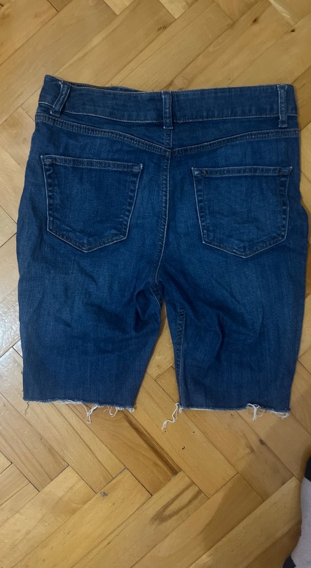 Kadın Mavi Rahat Kesim Mini Denim Şort - Görsel 2