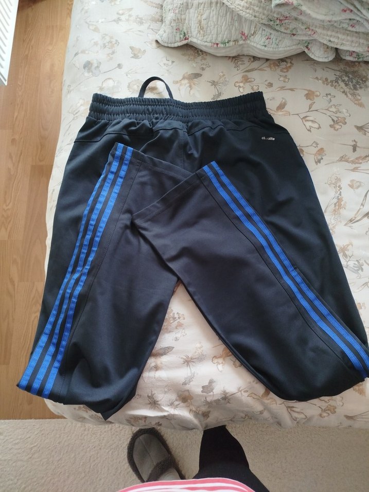 Erkek Adidas Mavi Şeritli eşofman altı - Görsel 2