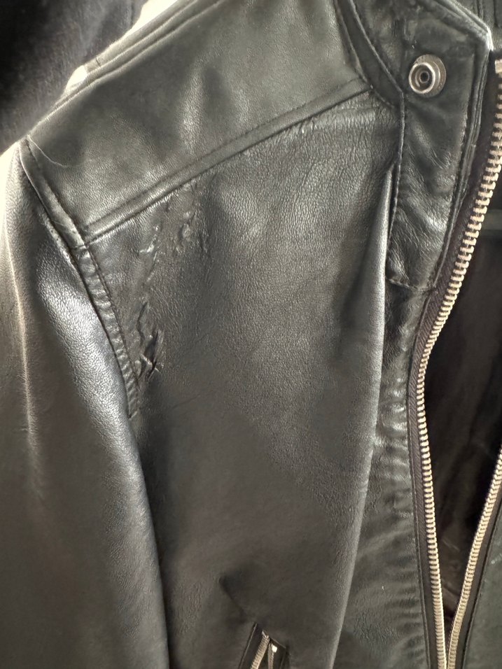 Kadın Siyah Kısa Deri Biker Ceket - Görsel 3