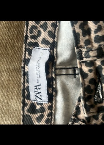 Zara Gri Leopar Desenli Kadın kot Pantolon