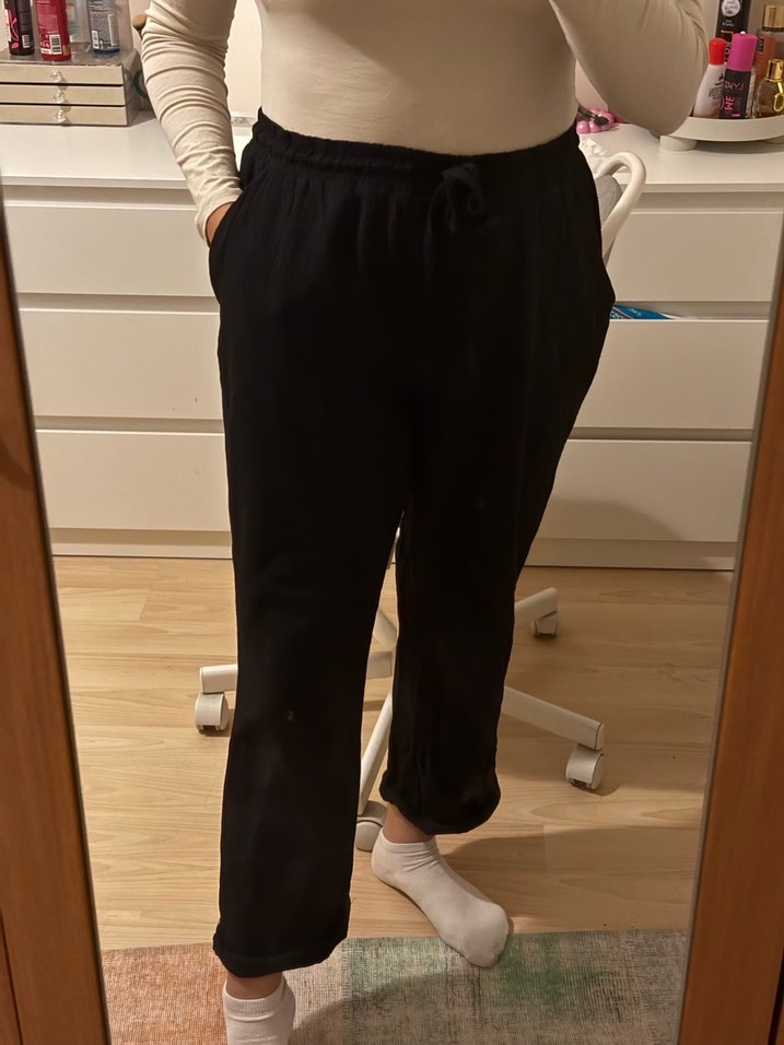 Siyah Rahat Kesim Kadın  Pantolon - Görsel 2