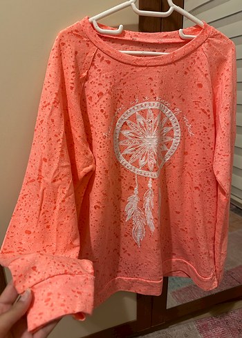 Dantel Detaylı Pembe Bohem Kadın Sweatshirt - Görsel 2