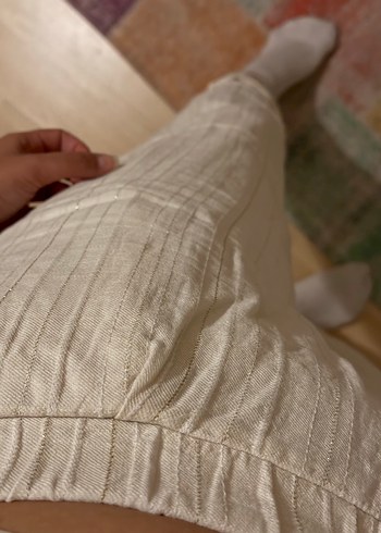 Bej Kadın Keten Rahat Kesim Pantolon - Görsel 3