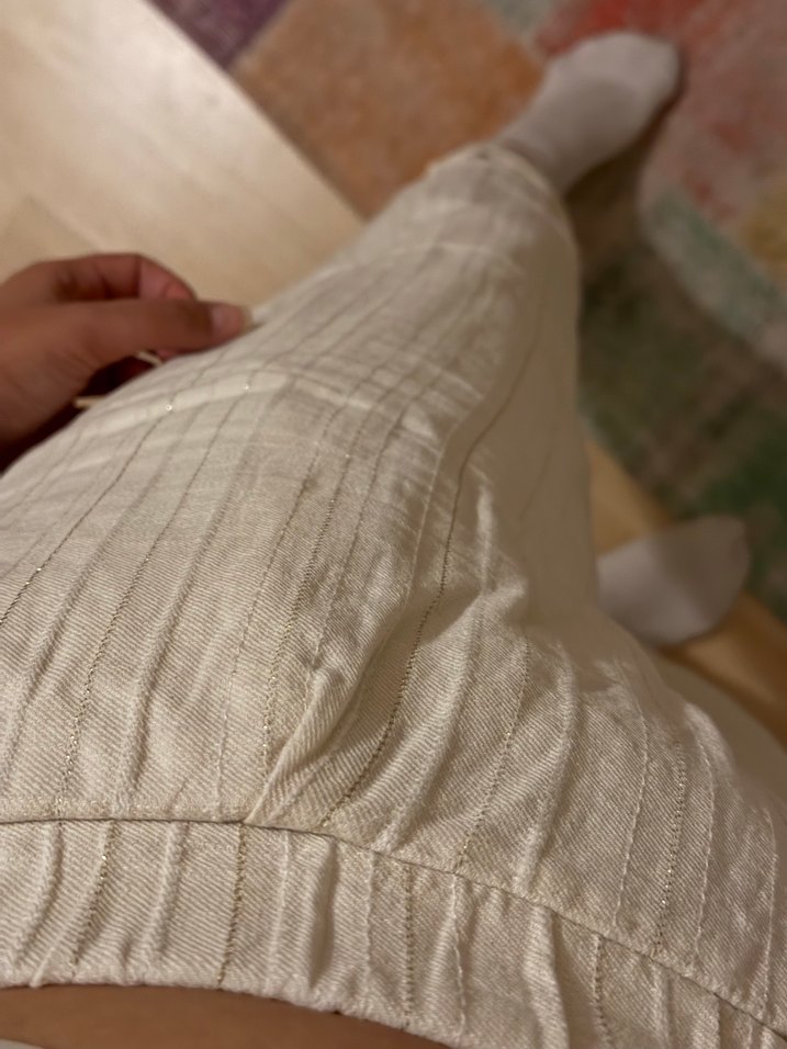 Bej Kadın Keten Rahat Kesim Pantolon - Görsel 3