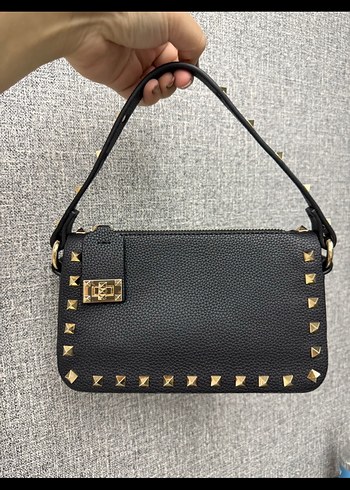 Valentino Siyah Deri Zımbalı Kadın Çanta - Görsel 4