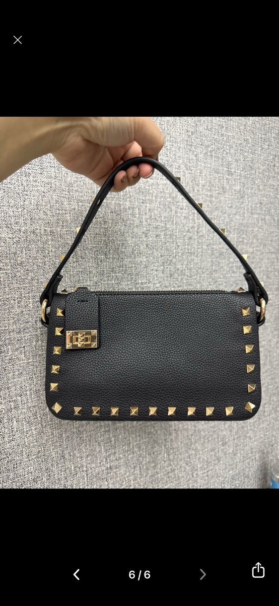 Valentino Siyah Deri Zımbalı Kadın Çanta - Görsel 4