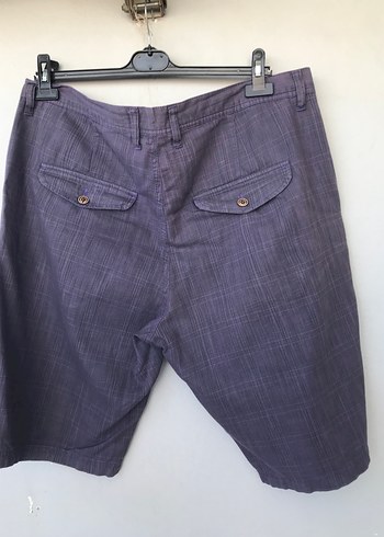 Erkek Keten Kemerli Loose Fit Mini Şort - Görsel 5