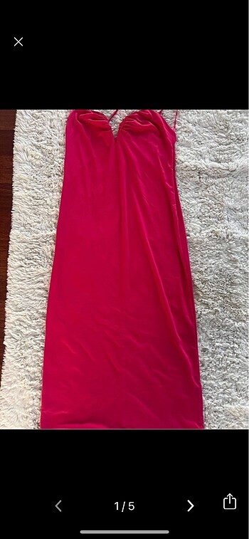 Zara fuşya midi elbise