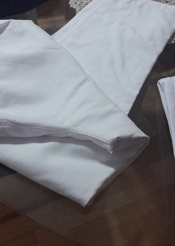 Beyaz Kadın Pamuklu Kumaş Pantolon - Görsel 2