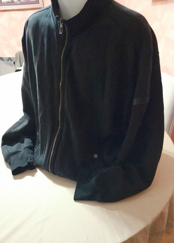 Erkek Siyah Fermuarlı Yüksek Yaka kalın penye mont tarzı hırka - Görsel 5