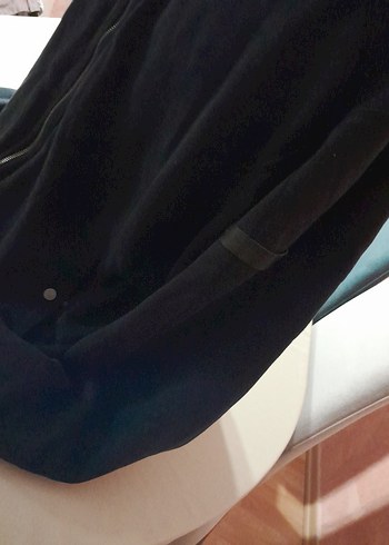 Erkek Siyah Fermuarlı Yüksek Yaka kalın penye mont tarzı hırka - Görsel 2