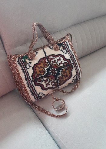 Nakışlı Bohem Renkli dokuma halıKadın Çanta - Görsel 2