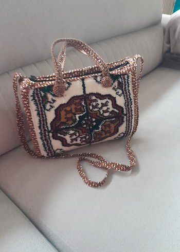 Nakışlı Bohem Renkli dokuma halıKadın Çanta - Görsel 5