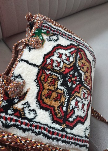 Nakışlı Bohem Renkli dokuma halıKadın Çanta - Görsel 6