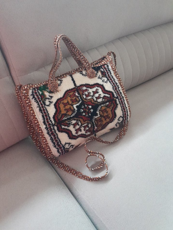 Nakışlı Bohem Renkli dokuma halıKadın Çanta - Görsel 2
