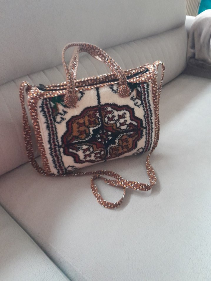 Nakışlı Bohem Renkli dokuma halıKadın Çanta - Görsel 5
