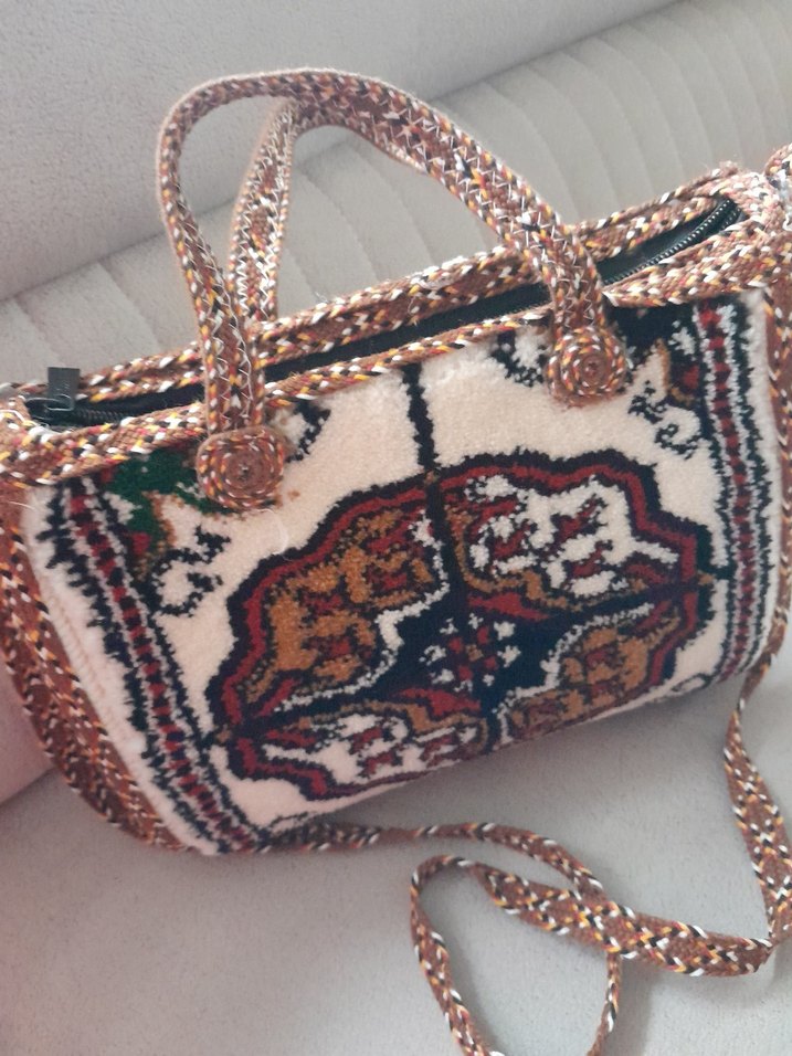Nakışlı Bohem Renkli dokuma halıKadın Çanta - Görsel 4