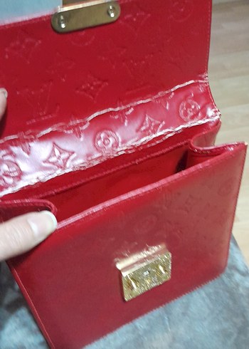 Klasik Kırmızı Deri Kadın Çanta - Görsel 4