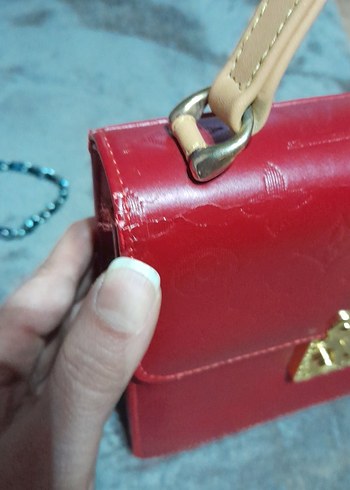 Klasik Kırmızı Deri Kadın Çanta - Görsel 5